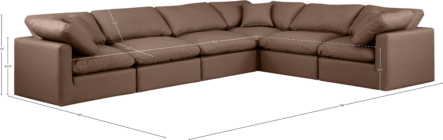 luxus brown faux leather modular sectional sec6a