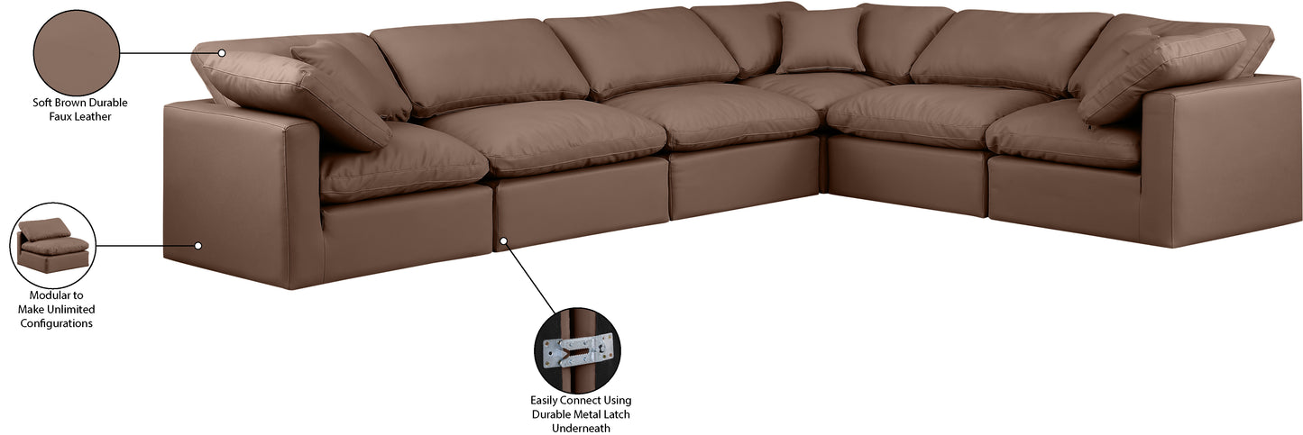 luxus brown faux leather modular sectional sec6a