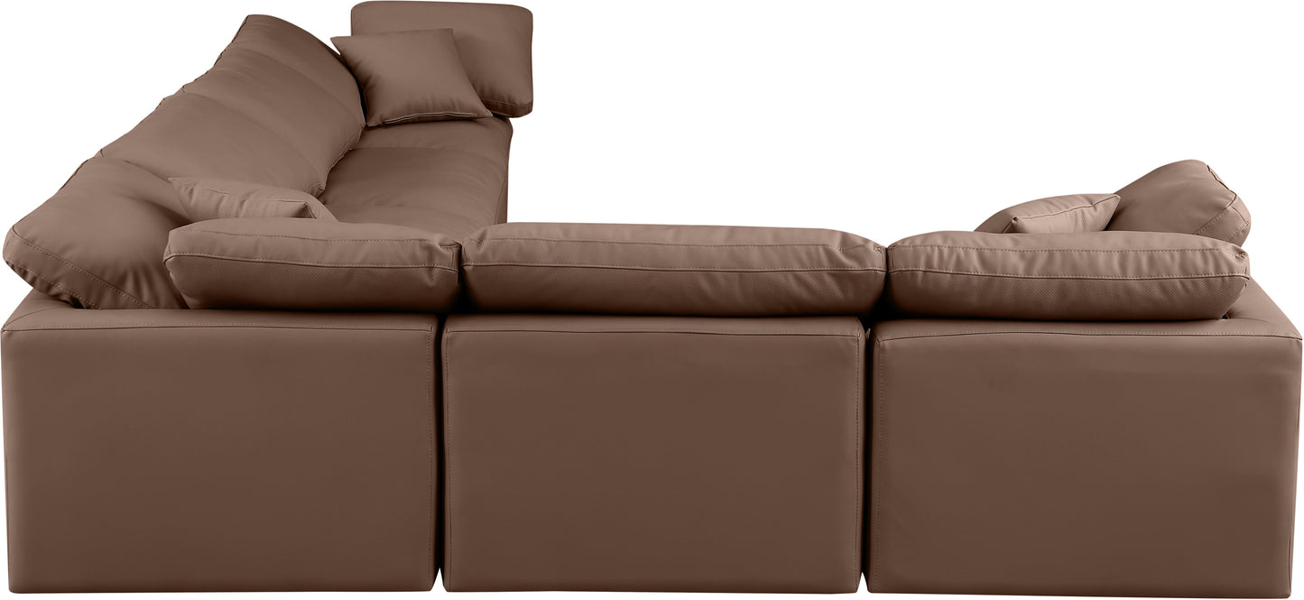 luxus brown faux leather modular sectional sec6a