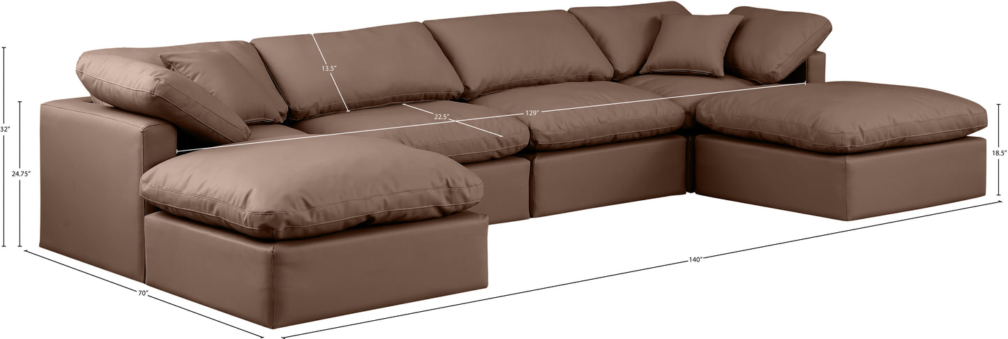 luxus brown faux leather modular sectional sec6b