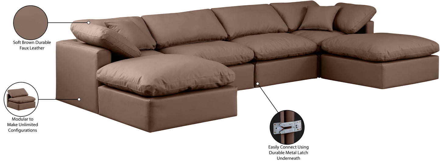 luxus brown faux leather modular sectional sec6b