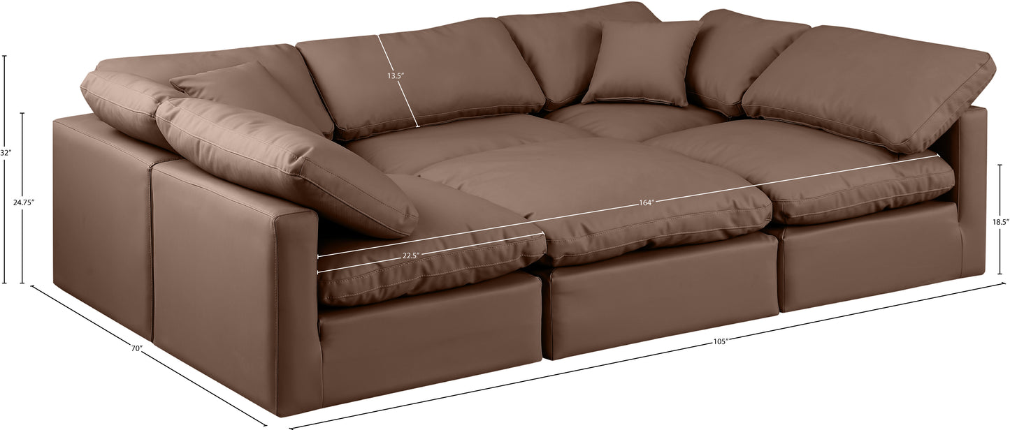 luxus brown faux leather modular sectional sec6c