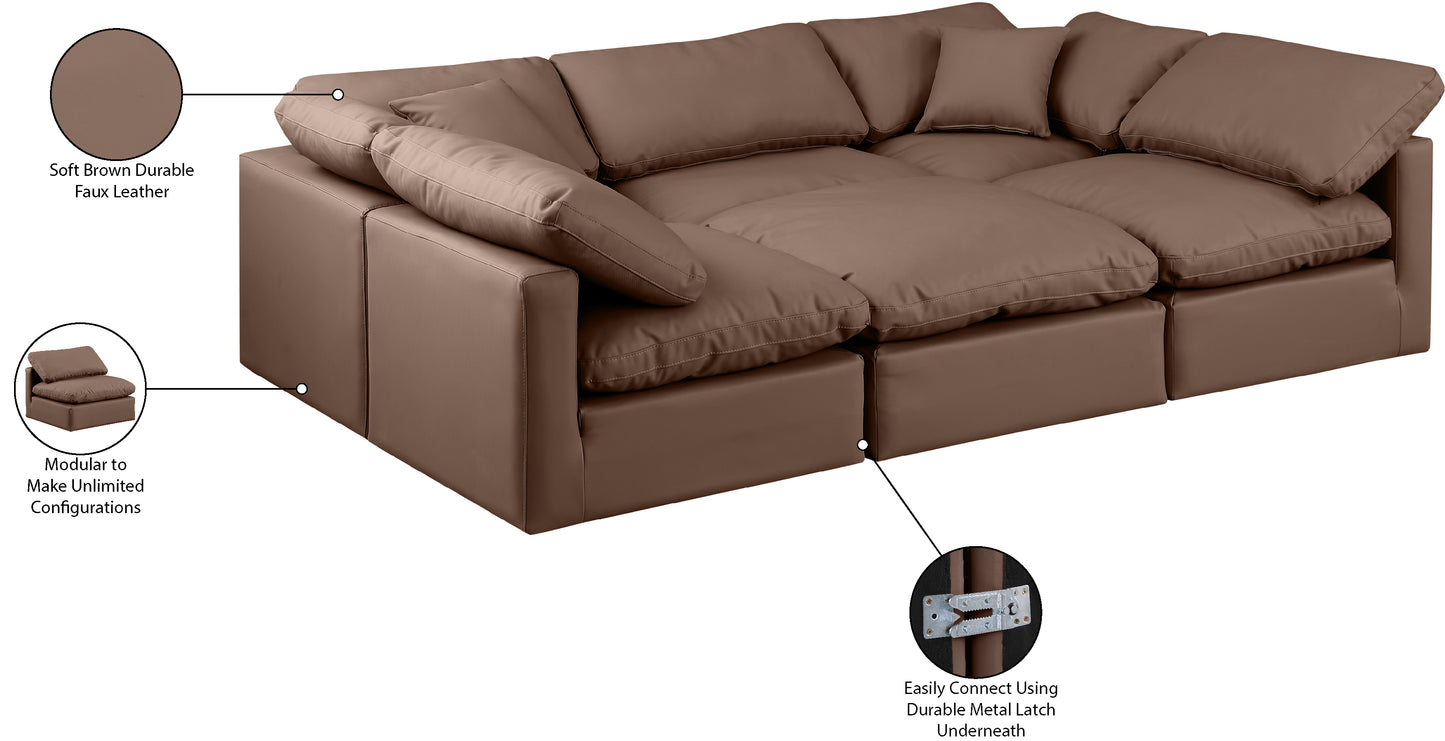 luxus brown faux leather modular sectional sec6c