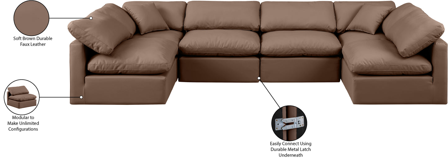 luxus brown faux leather modular sectional sec6d