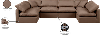 Luxus Brown Faux Leather Modular Sectional Sec6D