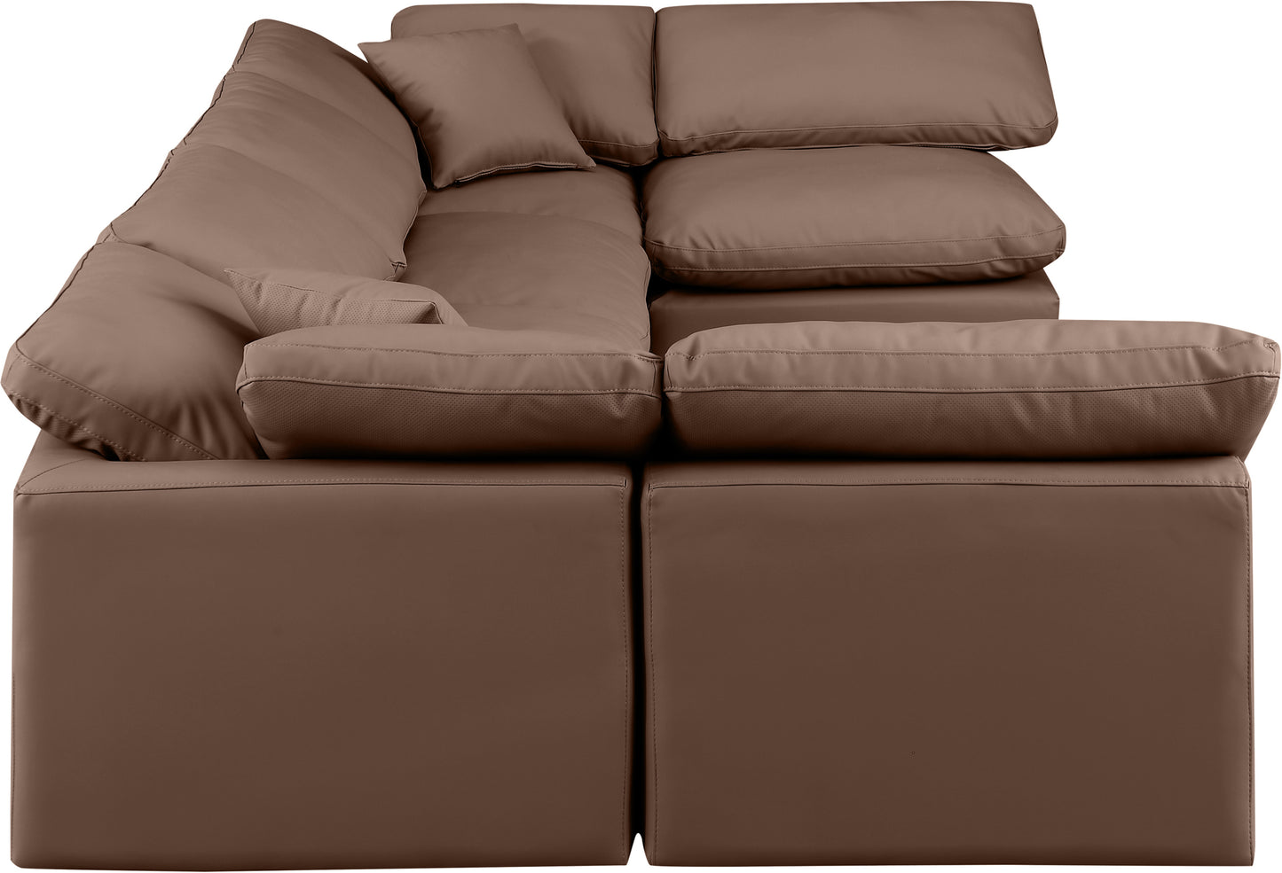 luxus brown faux leather modular sectional sec6d