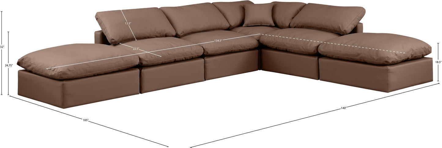 luxus brown faux leather modular sectional sec6e