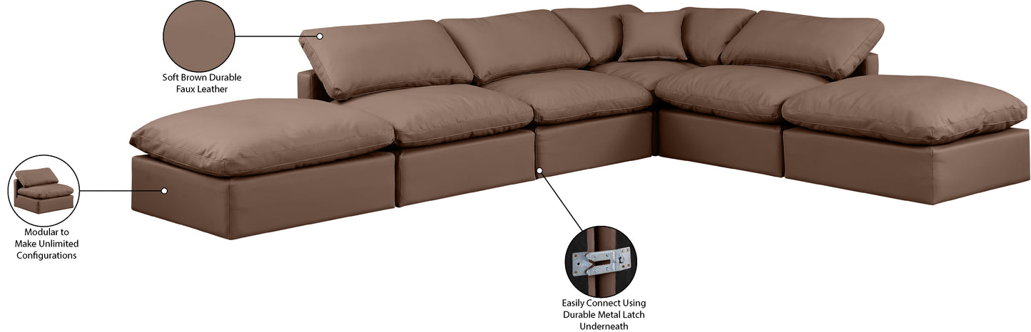 luxus brown faux leather modular sectional sec6e