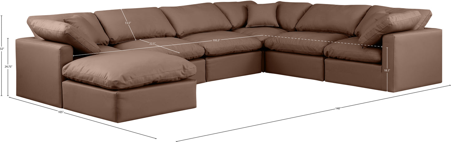 luxus brown faux leather modular sectional sec7a