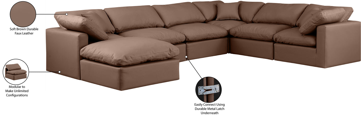 luxus brown faux leather modular sectional sec7a