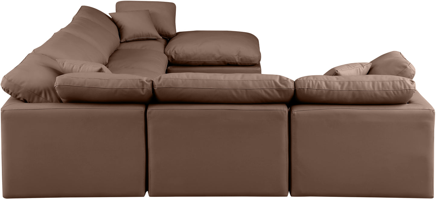 luxus brown faux leather modular sectional sec7a