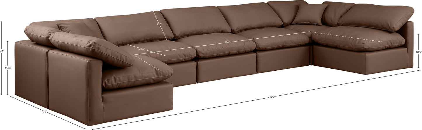 luxus brown faux leather modular sectional sec7b