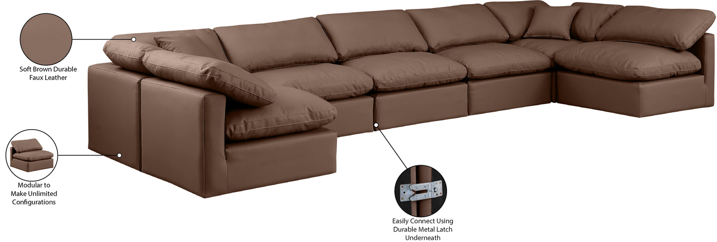 luxus brown faux leather modular sectional sec7b