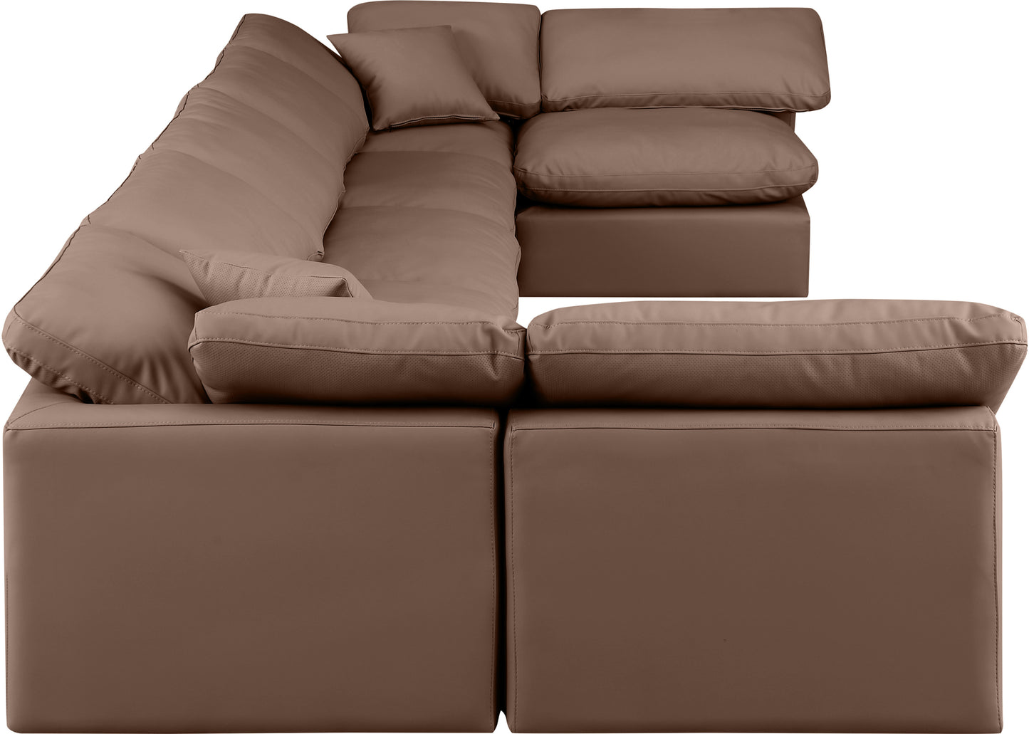 luxus brown faux leather modular sectional sec7b