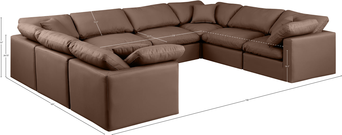 luxus brown faux leather modular sectional sec8a