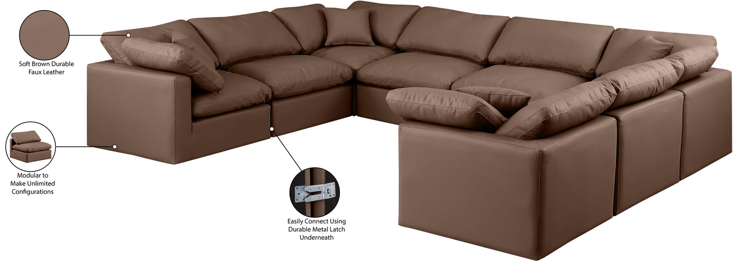 luxus brown faux leather modular sectional sec8a