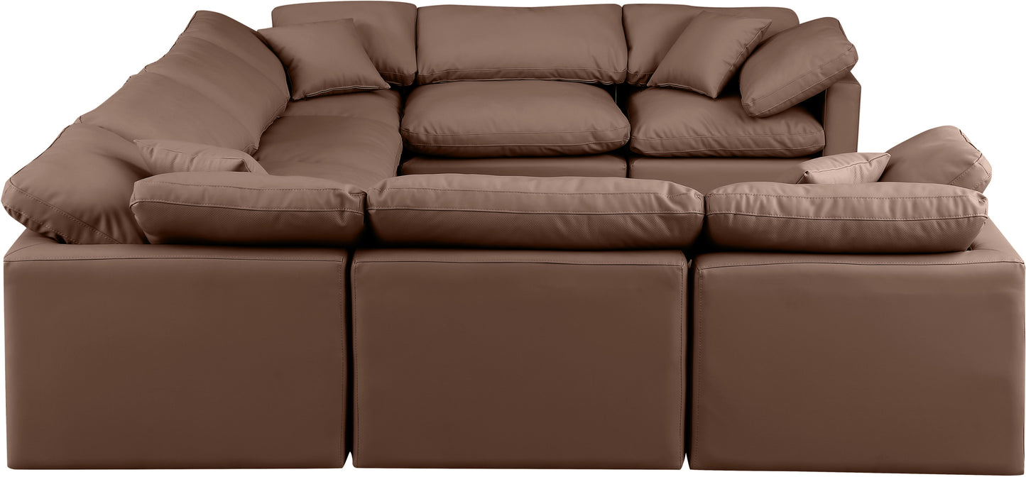 luxus brown faux leather modular sectional sec8a