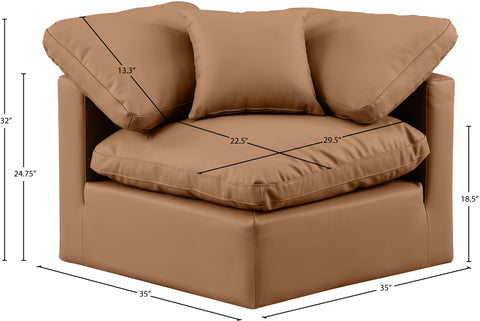 Luxus Cognac Faux Leather Corner Chair Corner