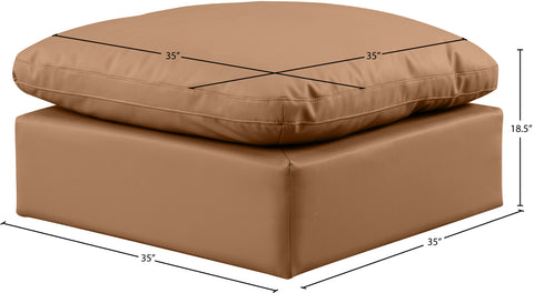 Luxus Cognac Faux Leather Ottoman Ott