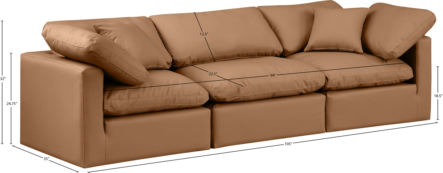 luxus cognac faux leather modular sofa s105