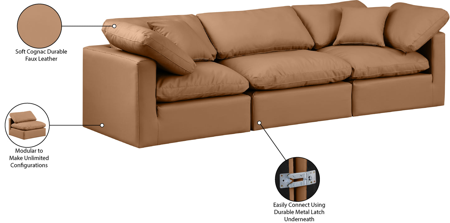 luxus cognac faux leather modular sofa s105