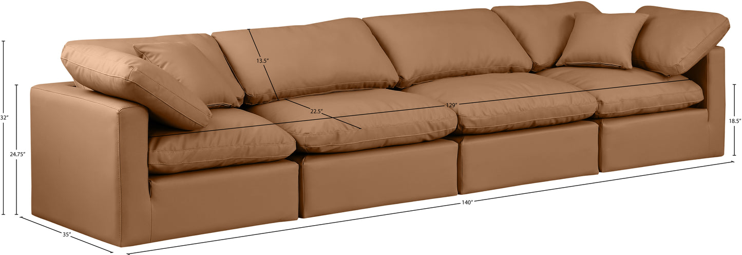 luxus cognac faux leather modular sofa s140