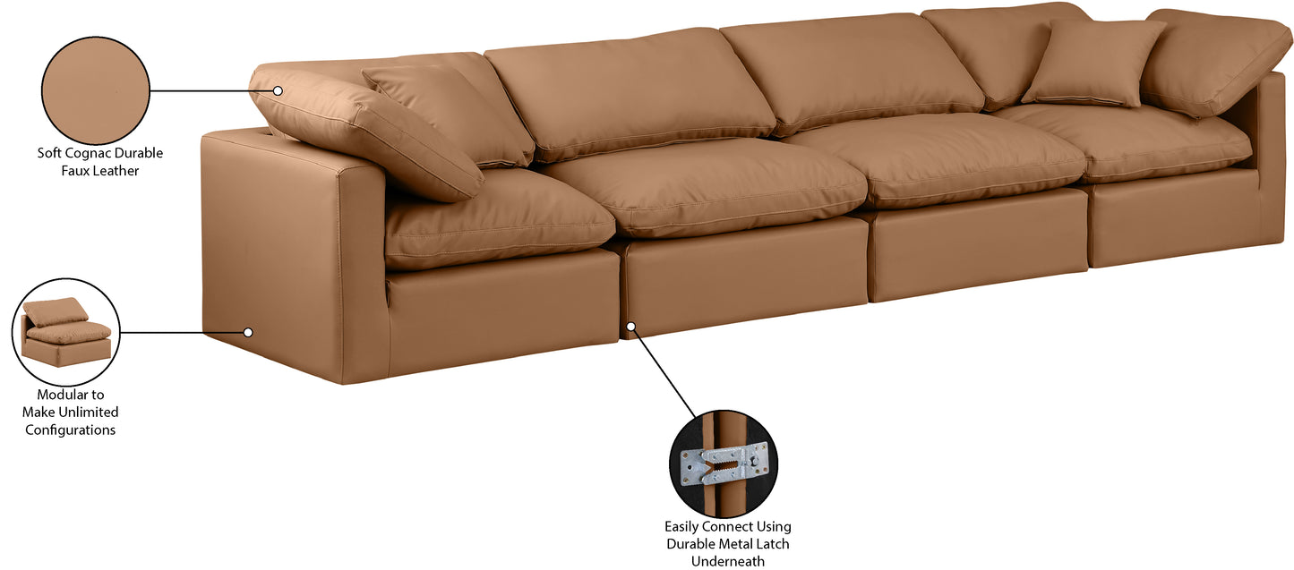 luxus cognac faux leather modular sofa s140