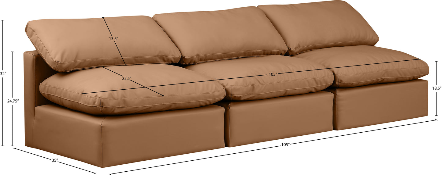 luxus cognac faux leather modular sofa s3