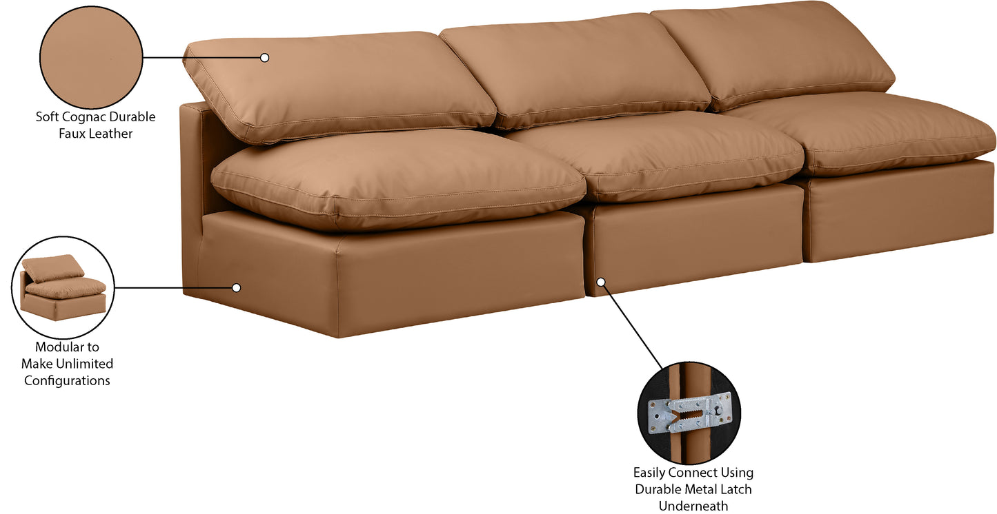 luxus cognac faux leather modular sofa s3