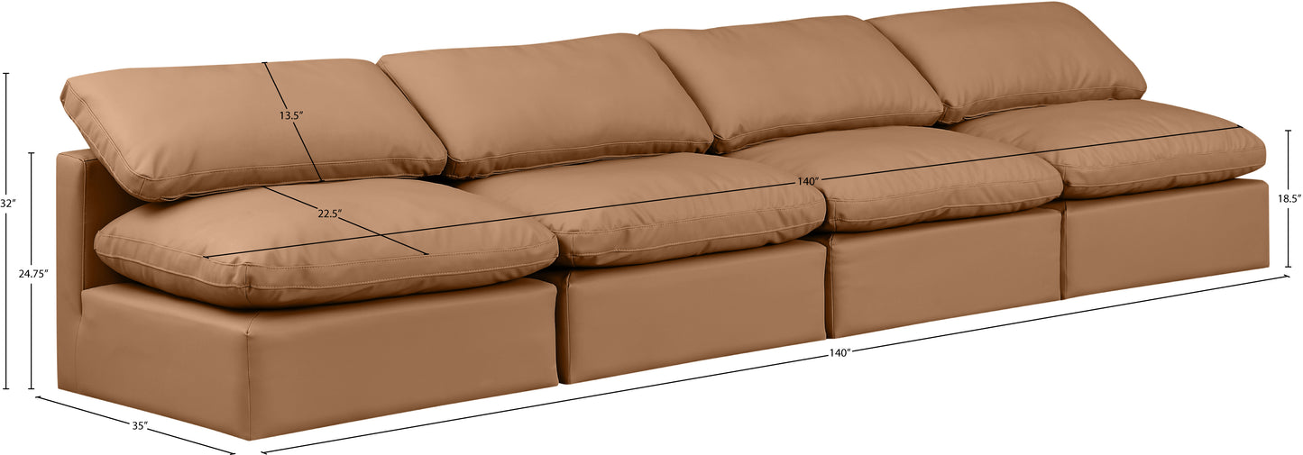 luxus cognac faux leather modular sofa s4