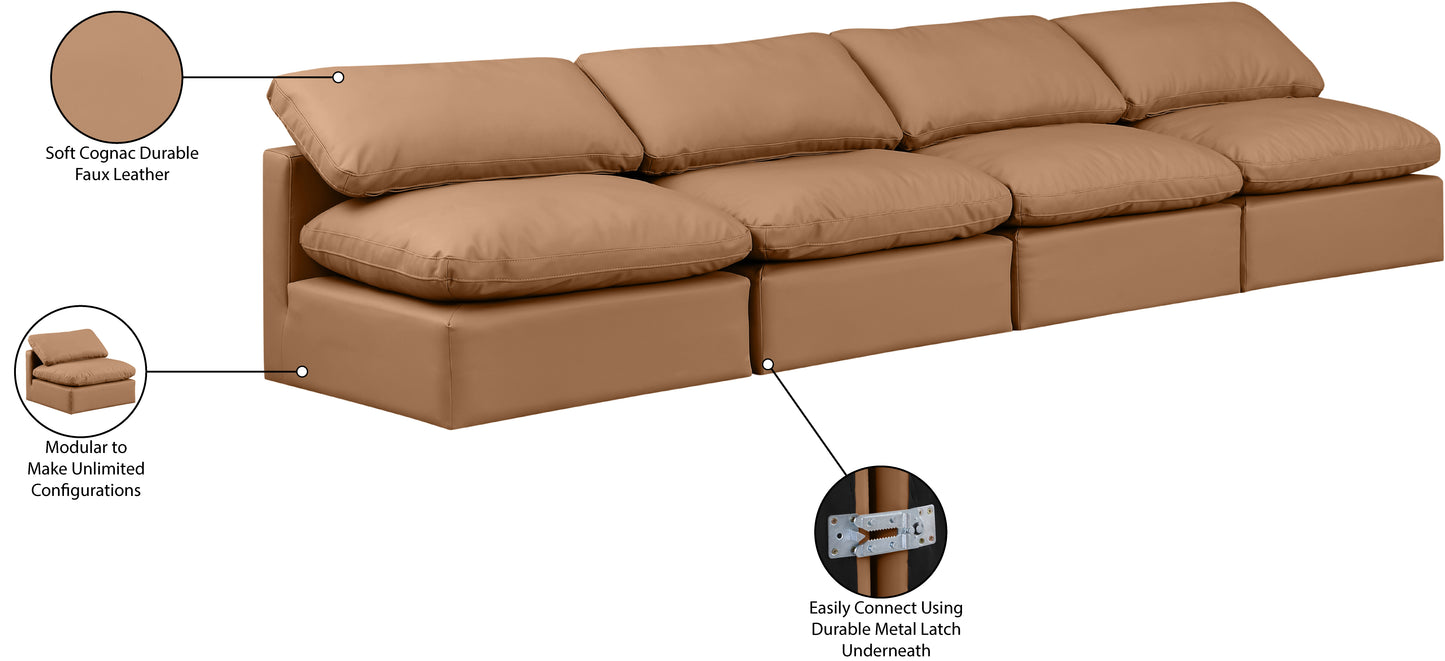 luxus cognac faux leather modular sofa s4