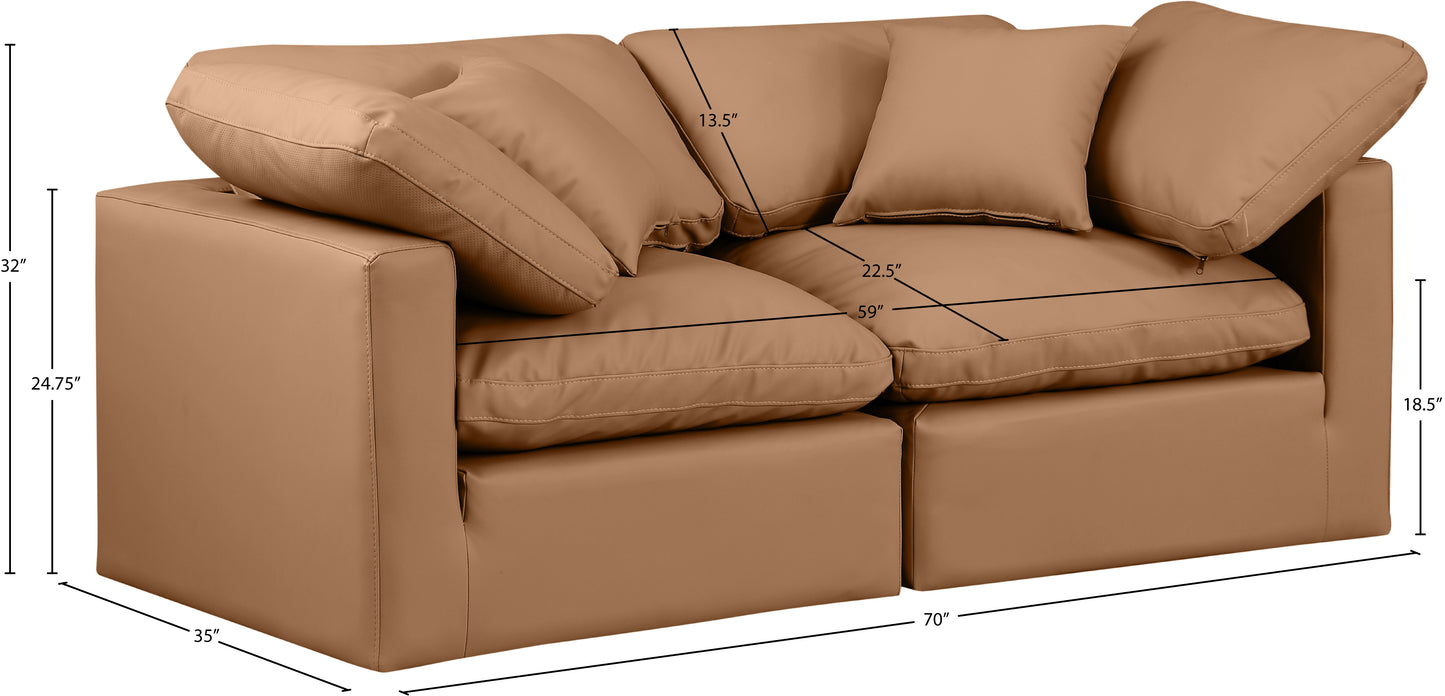 luxus cognac faux leather modular sofa s70