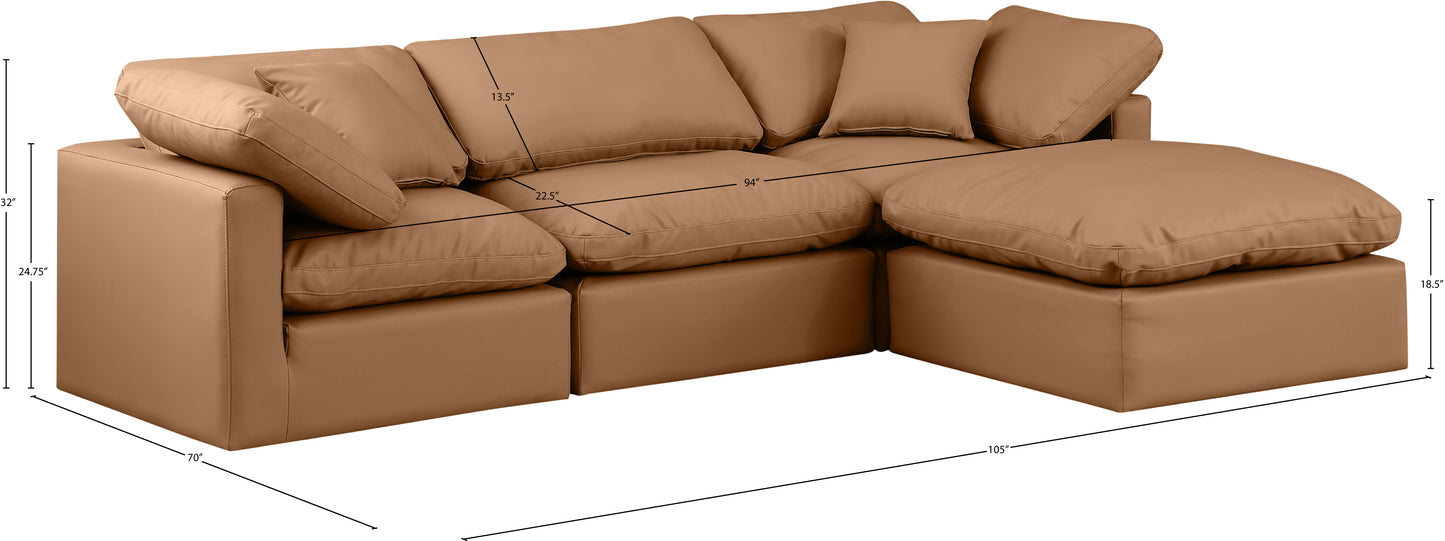 luxus cognac faux leather modular sectional sec4a