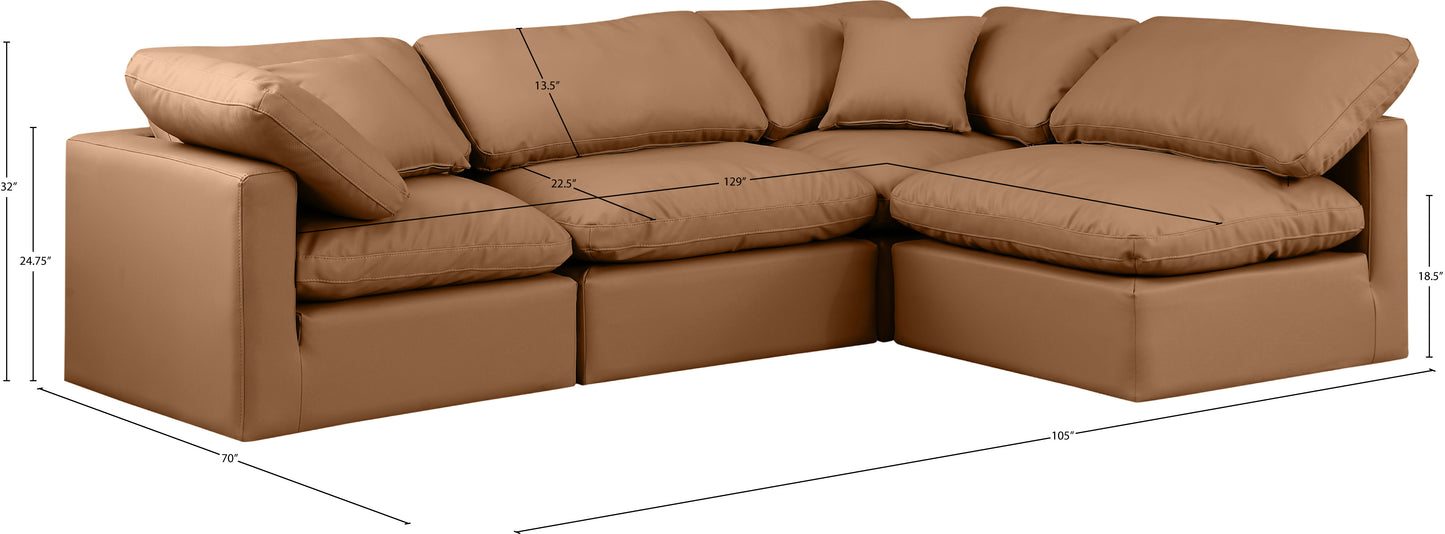 luxus cognac faux leather modular sectional sec4b