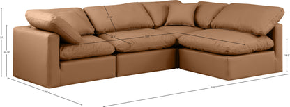 Luxus Cognac Faux Leather Modular Sectional Sec4B