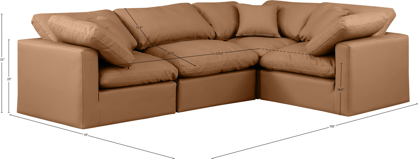 luxus cognac faux leather modular sectional sec4c