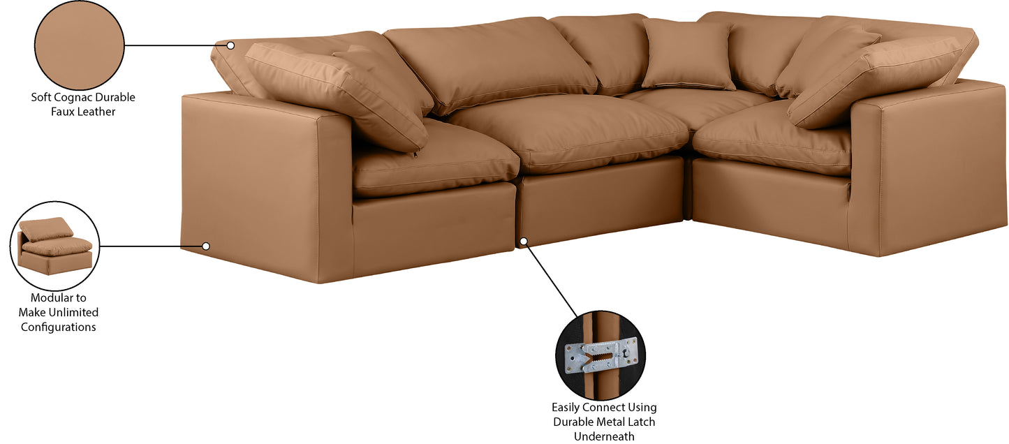 luxus cognac faux leather modular sectional sec4c