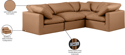 Luxus Cognac Faux Leather Modular Sectional Sec4C