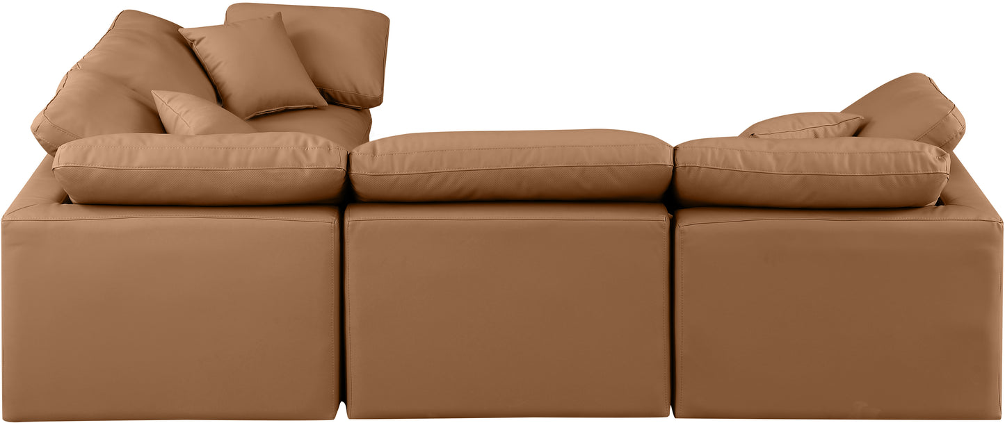 luxus cognac faux leather modular sectional sec4c