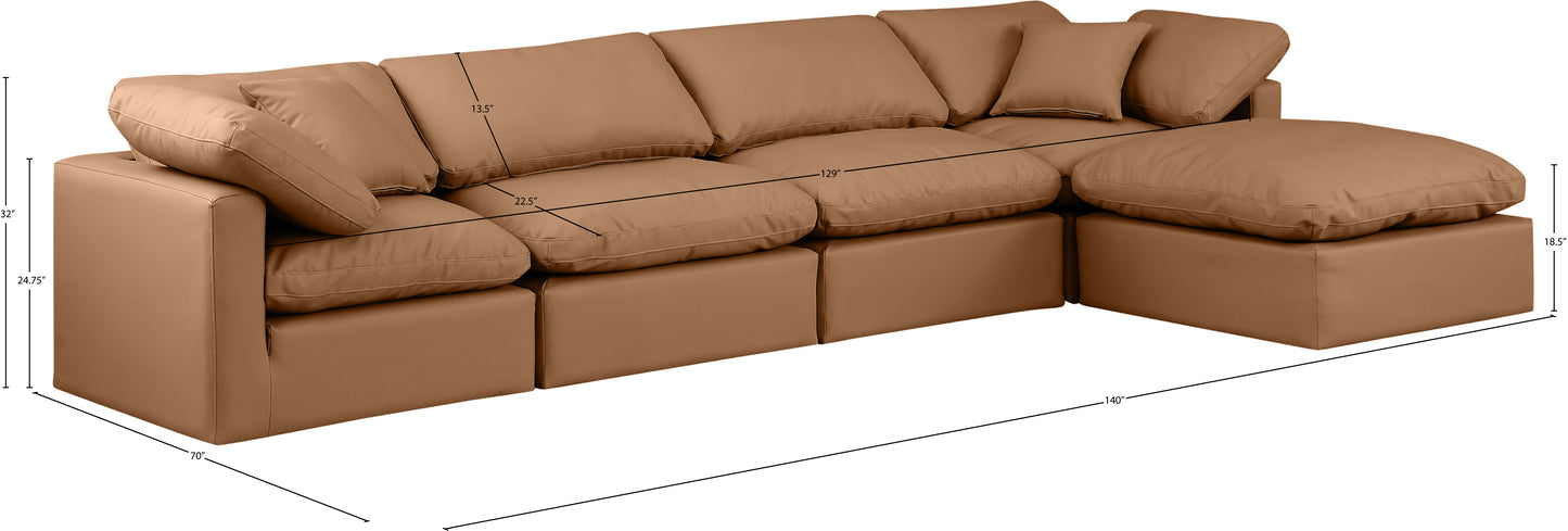 luxus cognac faux leather modular sectional sec5a