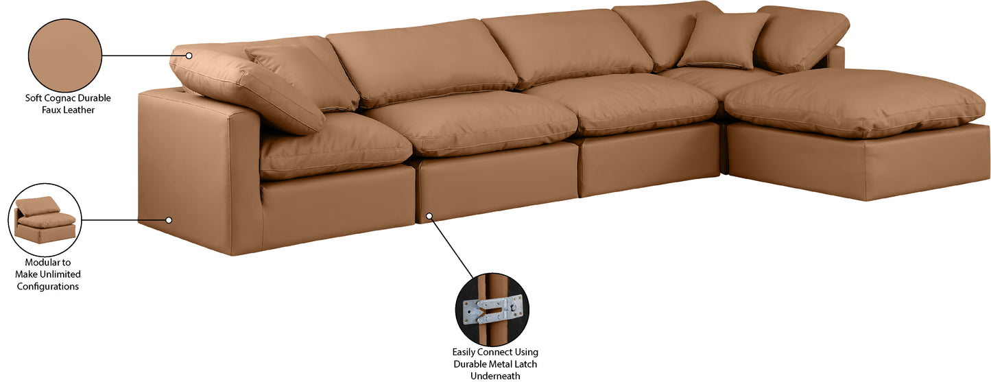 luxus cognac faux leather modular sectional sec5a