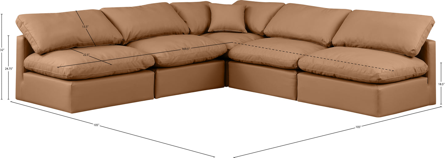 luxus cognac faux leather modular sectional sec5b