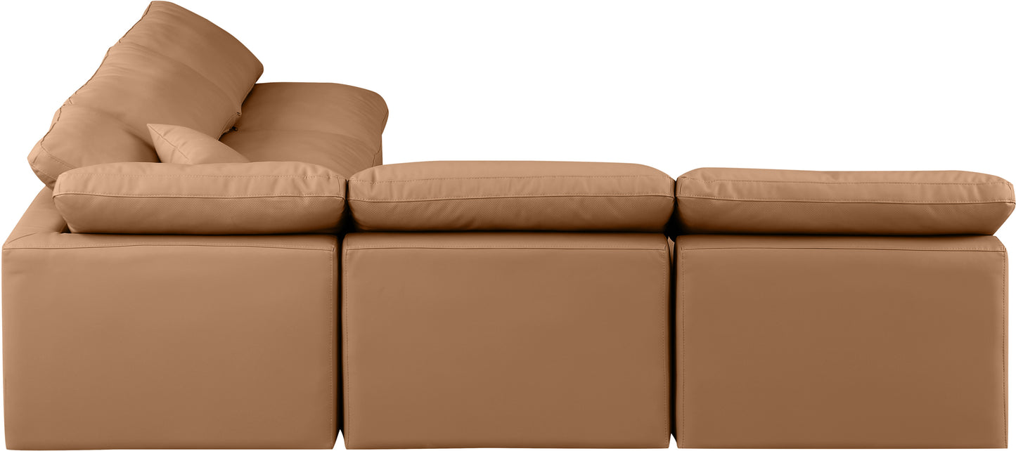 luxus cognac faux leather modular sectional sec5b