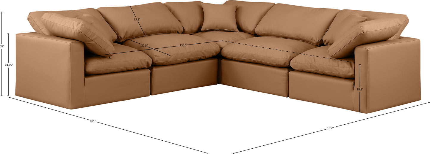 luxus cognac faux leather modular sectional sec5c