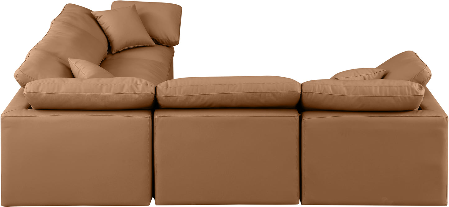 luxus cognac faux leather modular sectional sec5c