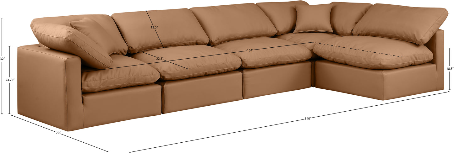 luxus cognac faux leather modular sectional sec5d