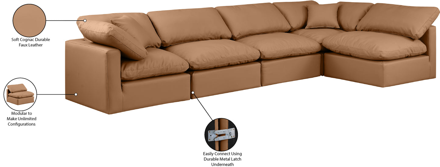 luxus cognac faux leather modular sectional sec5d