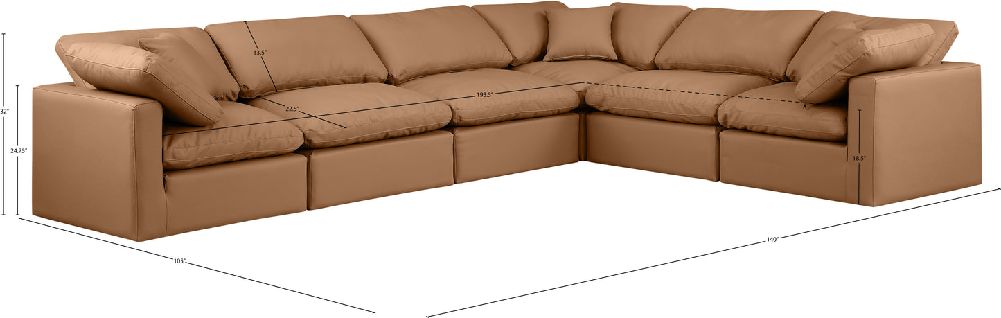 luxus cognac faux leather modular sectional sec6a