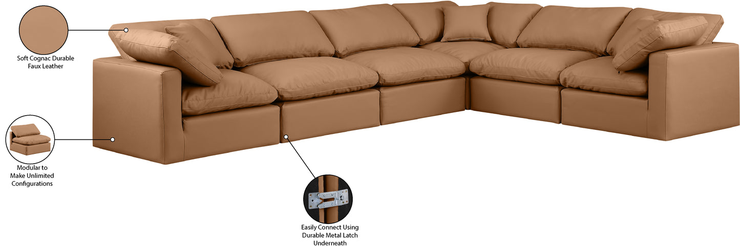 luxus cognac faux leather modular sectional sec6a