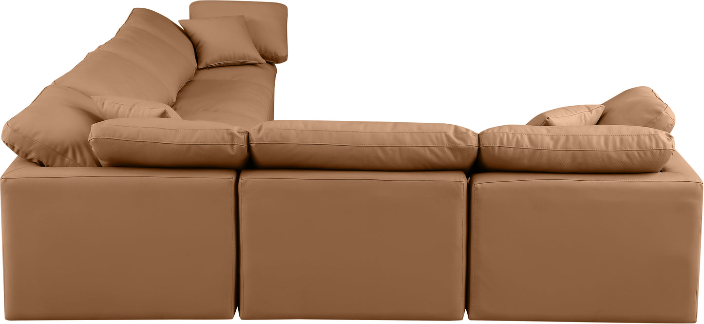 luxus cognac faux leather modular sectional sec6a